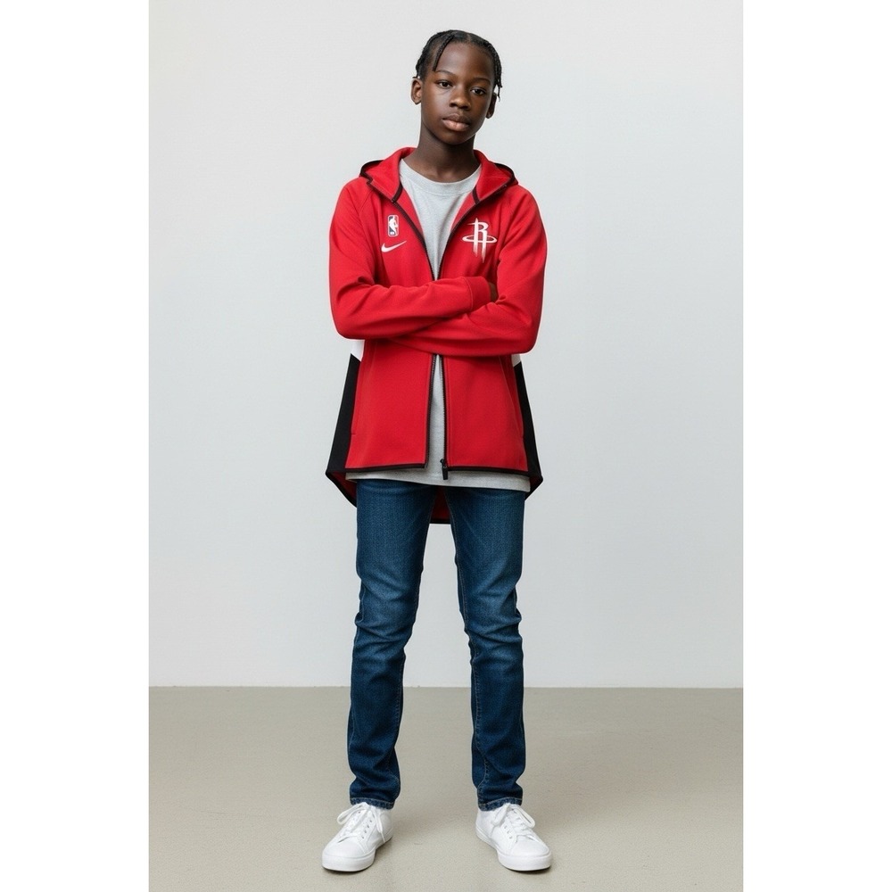 Nike Houston Rockets NBA Dri-FIT Hoodie Jacket Youth M Red Full Zip Basketball